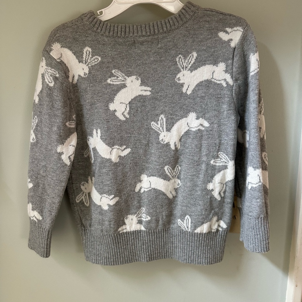 Cat & Jack Bunny Sweater Size 2T Gray and White